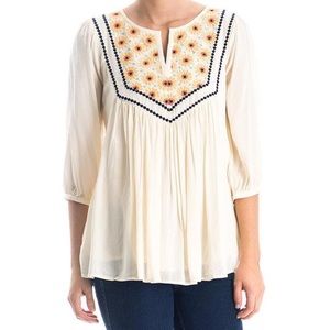 COMME TOI Floral Embroidered Blouse